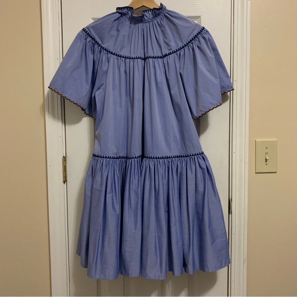 Karlie Light Blue Mini Dress with Navy Trim - Picture 7 of 13
